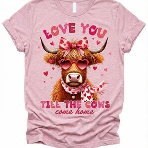 Gildan Pink Graphic Tee - Love You Till the Cows Come Home